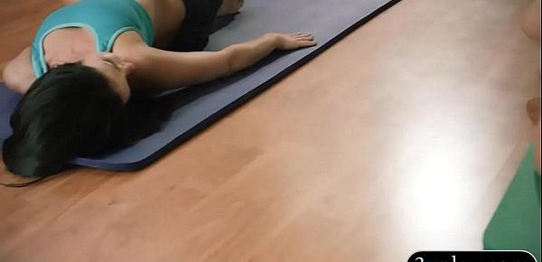  Booby trainer and 2 students nude yoga